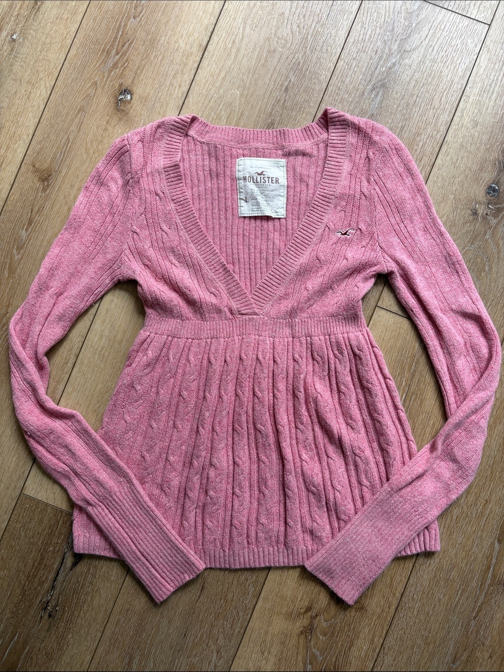 Y2K Pink Hollister Cableknit Babydoll Rabbit Hair Bella Swan Twilight Sweater L